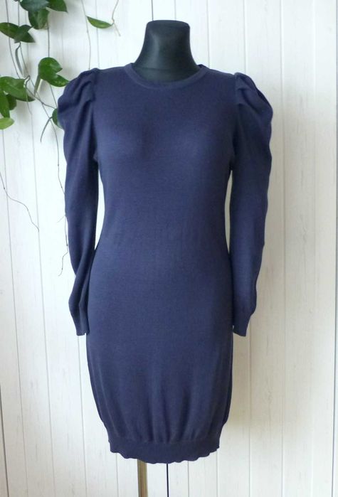 Zara granatowa dzianinowa sukienka S M