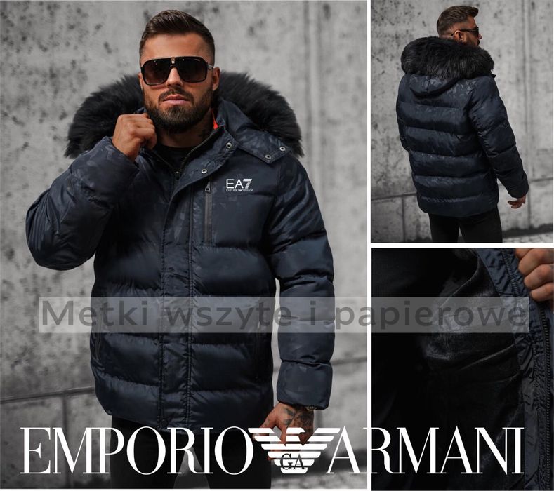 Kurtka zimowa męska z kapturem Armani