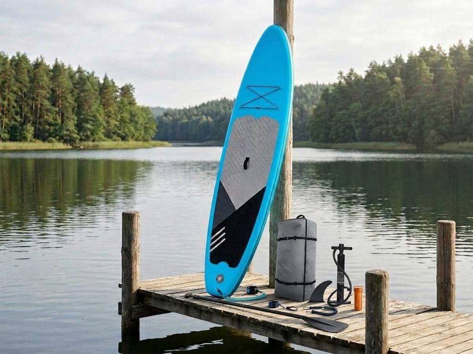 Deska SUP Pompowana 350cm Duża 240kg 1-2 Osobowa | Zestaw Pompka Wiosło Plecak Smycz | Deska do Pływania Podwójna Stand Up Paddle NOWA Fv23%