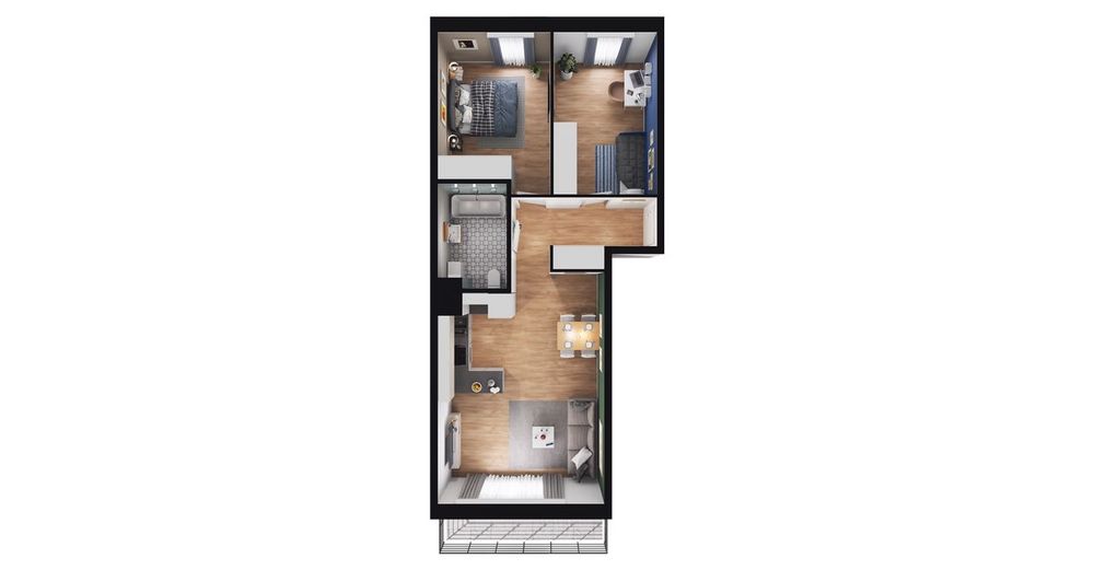 3-pokojowe mieszkanie 55m2 + loggia