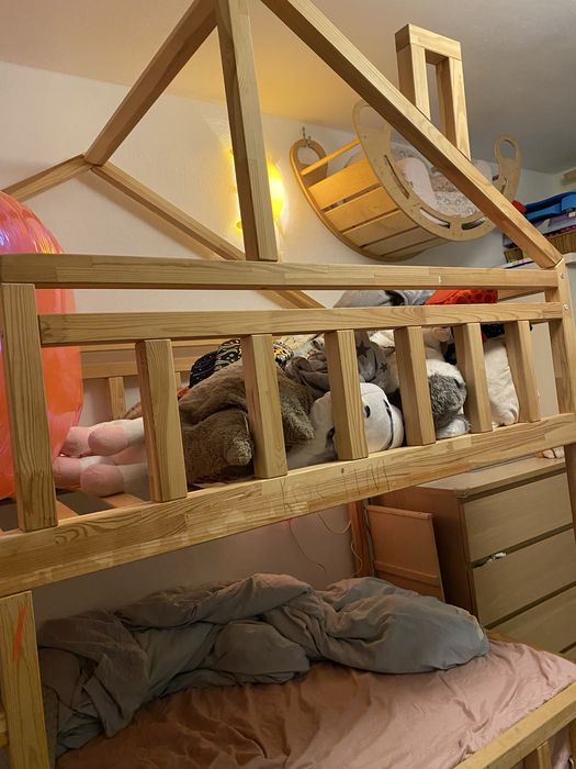 Łóżko piętrowe dziecięce drewniane 180x90