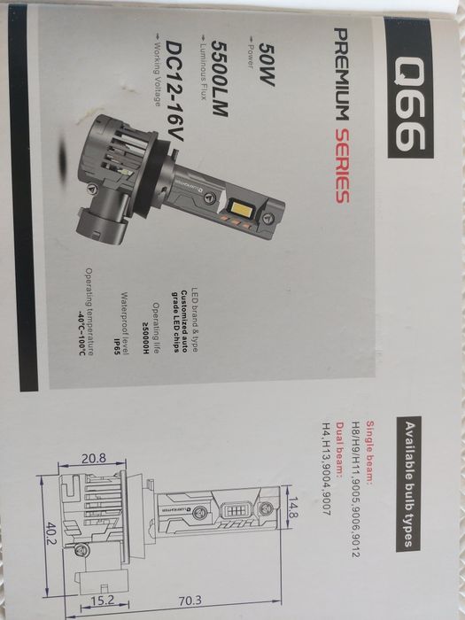 Lâmpada LED AUTO Q66 H7 H4