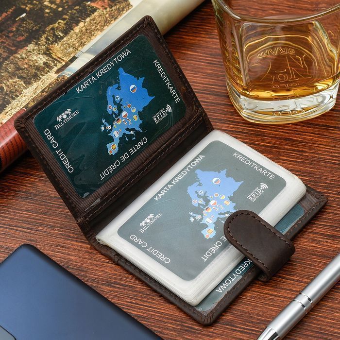 Etui skórzane na karty dokumenty wizytownik RFiD