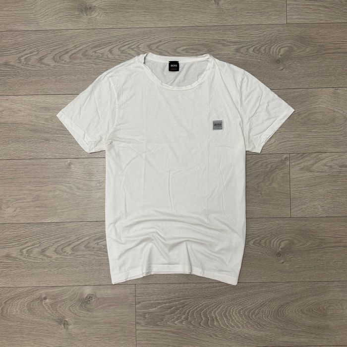 Преміальна Зручна Біла футболка Босс BOSS PATCH logo, розмір факт L