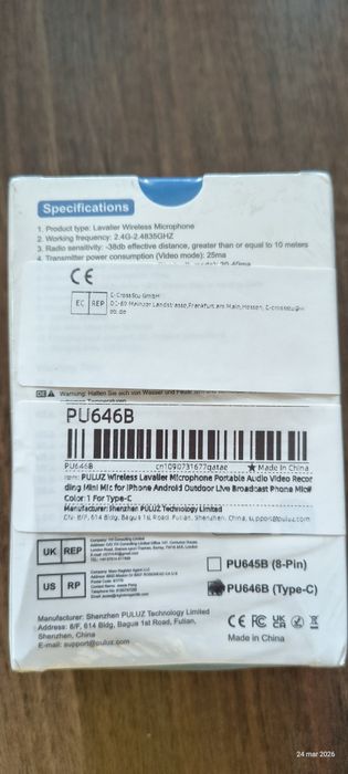 Mikrofon bezprzewodowy Puluz PU646B (USB-C) zestaw nowy zapakowany
