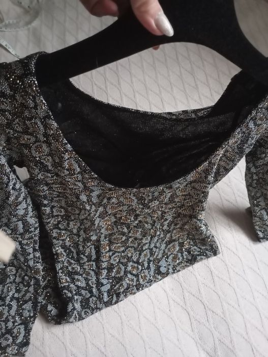 TOPSHOP XS-S błyszcząca sukienka mini sylwestrowa srebrna