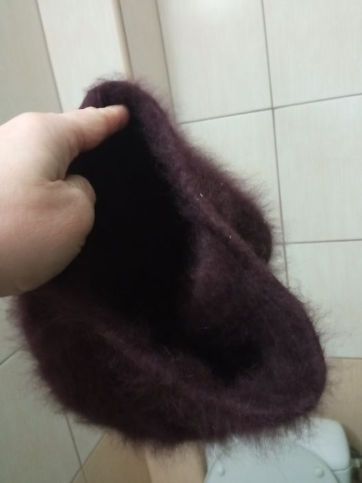 Beret bordowy dla dziewczynki moherowy