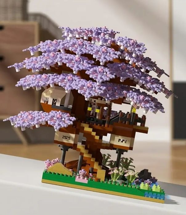 3D лего lego бонсай-дерева с вишневыми цветами (сакура) конструктор 3D