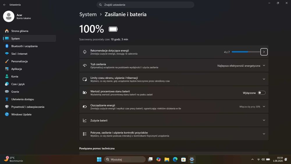 Laptop Acer Aspire 3 | Ryzen 5 3500U | 8 GB RAM | 512 GB SSD | Win 11 | Stan BDB