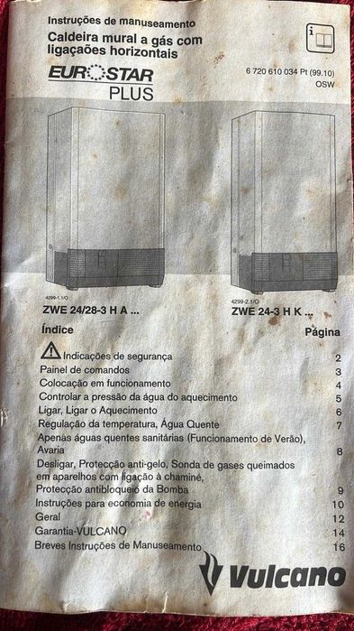 Caldeira mural a gás Vulcano Eurostar plus