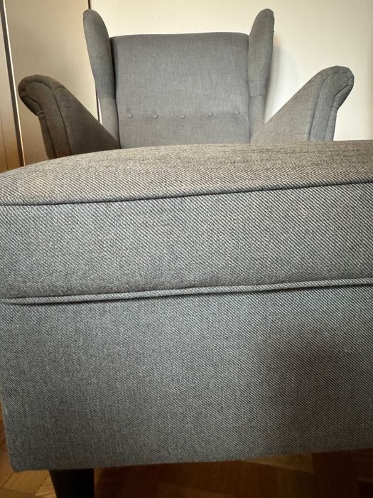 Fotel Strandmon wraz z podnóżkiem IKEA + dodatkowy pokrowiec
