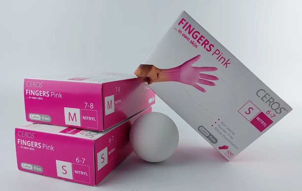 Рукавички нітрилові Ceros Pink розмір XS/S/M 100 шт/50 пар рожеві