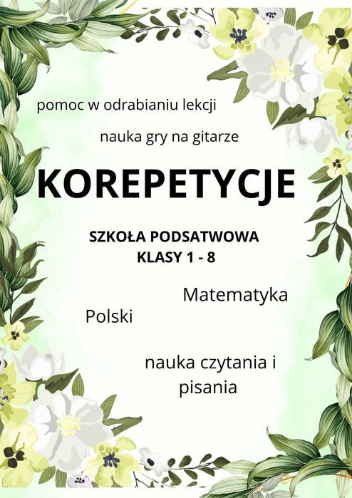 Korepetycje z matematyki, polskiego - klasy 1-8