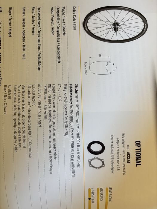 Koła karbonowe Miche Revox disc 15*100 lub 12*100/12*142 szosa, gravel