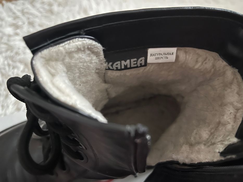 Шкіряні жіночі зимові черевики, хутро натуральне, розмір 40