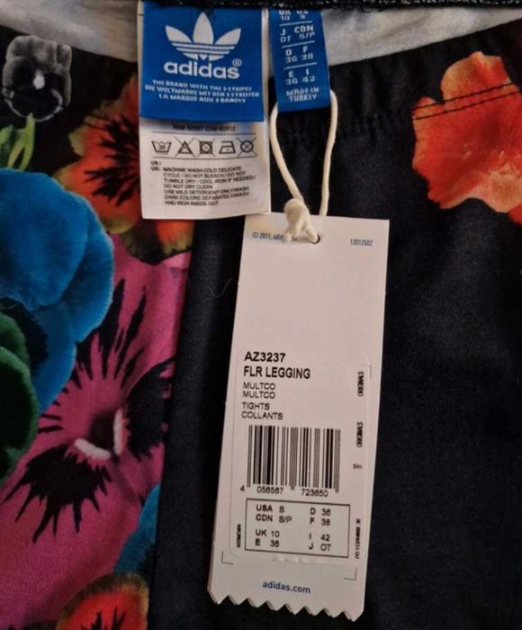 ADIDAS Leginsy w bratki UNIKAT kwiaty