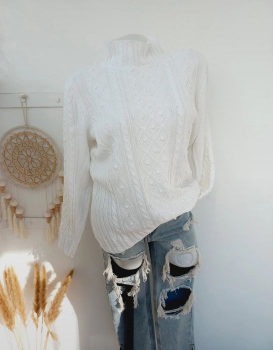Sweter L kuleczki  bable pomponiki hit bawełna bubble popcorn
