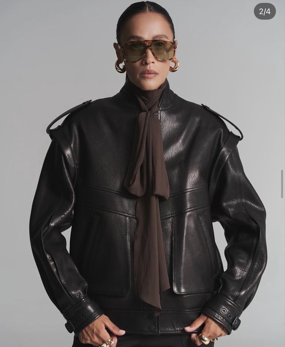 Теплая кожаная курточка svirid gots label / кожа Louis Vuitton