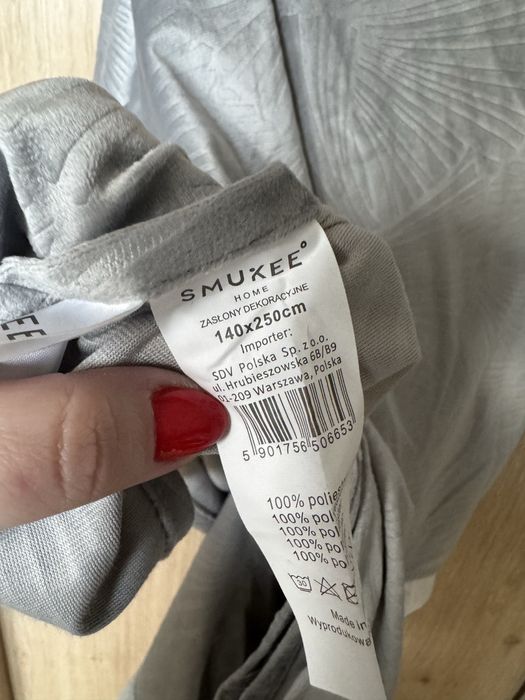 Smukee zasłony szare wzór tłoczony 140x250