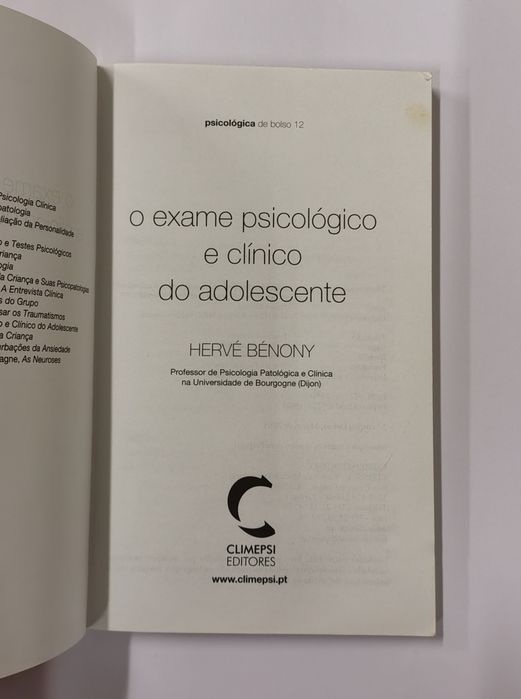 O exame psicológico e clínico do adolescente, de Hervé Bénony