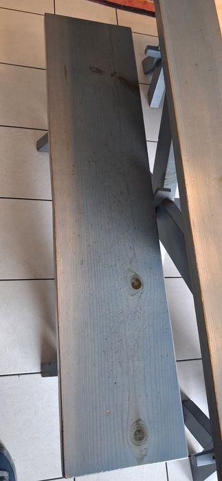 Mesa de Jantar/Cozinha em Pinho Maciço e Mármore + 4 Bancos