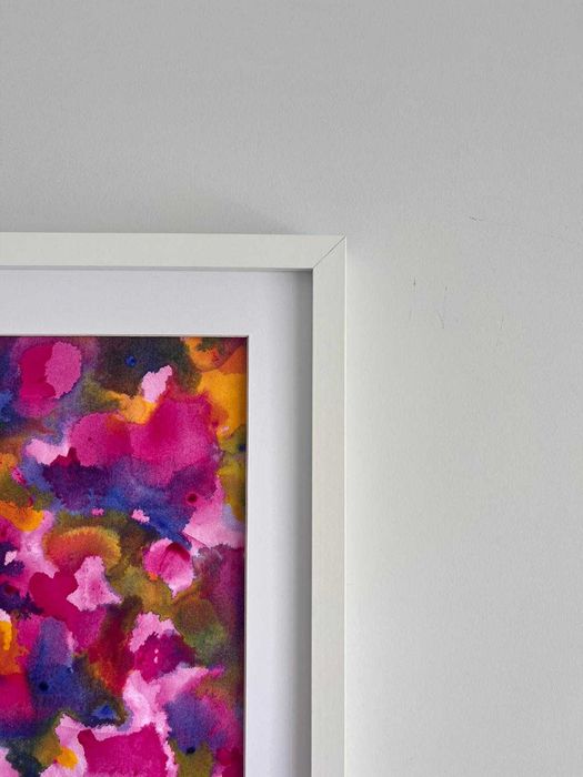 Quadro - Pintura abstrata em acrílico com moldura