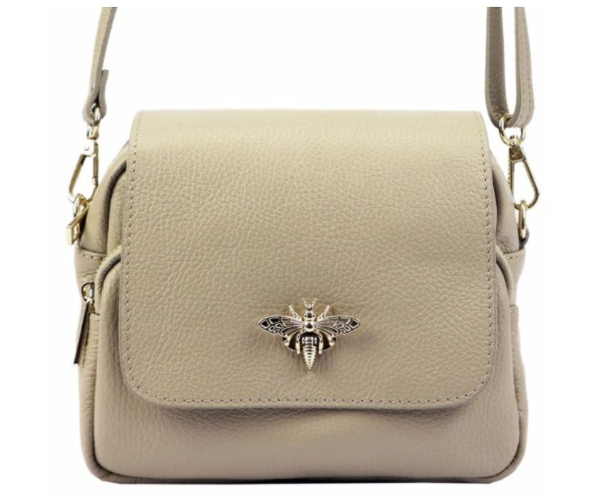 torebka listonoszka skóra naturalna beżowy