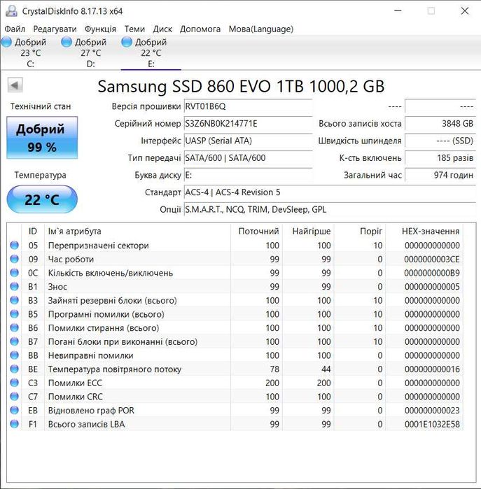 SSD Samsung 860 EVO 1Tb SATA III