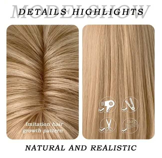 Peruka damska włosy blond długie proste pasemka Wysyłka PL