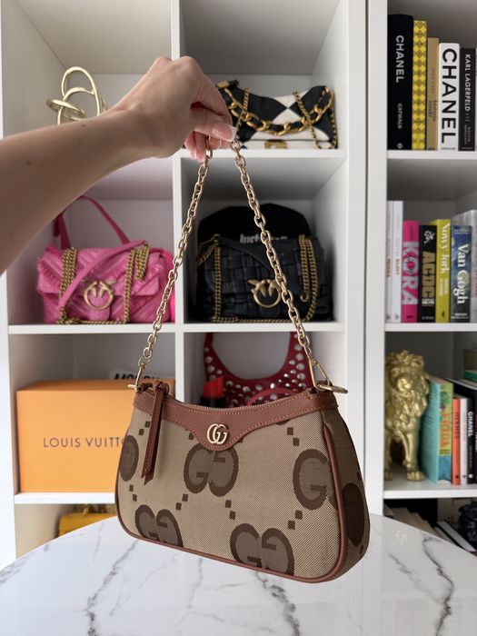 Torebka Gucci monogram brazowa mała z łańcuszkiem