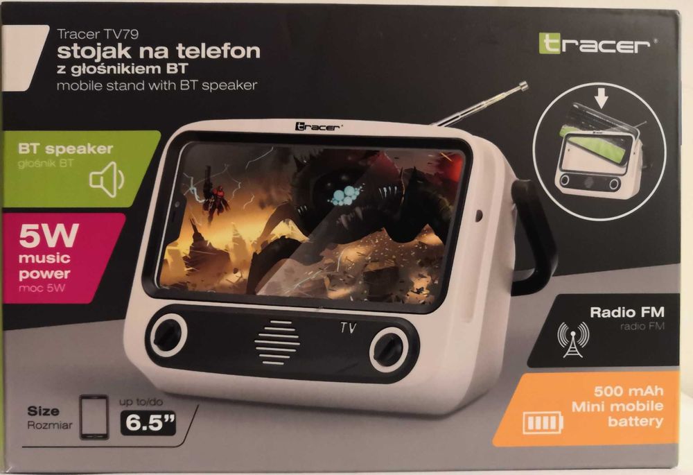 radio z usb i bluetooth stojak na telefon 6.5 cala