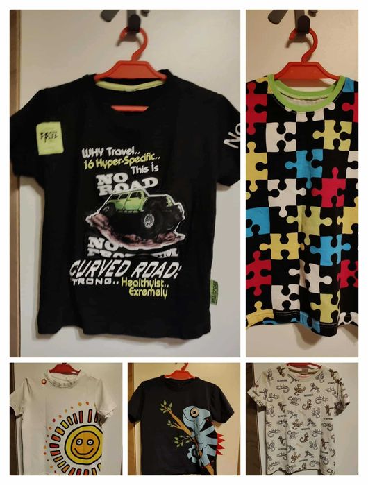 Zestaw 5 koszulek, T-shirtów chłopięcych r. 116