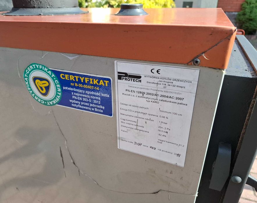 Zestaw części pieca Protech 18,5 kW kocioł CO groszek pellet podajnik