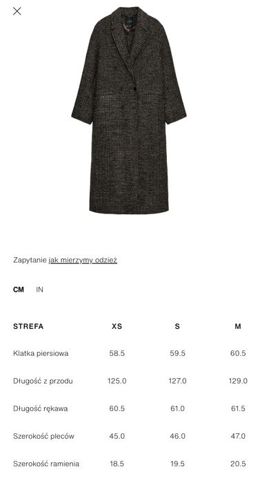 %% Płaszcz w kratę ZARA, S