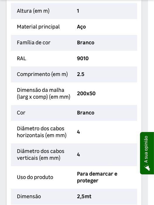 Gradeamento rede branco