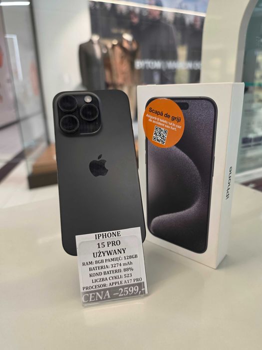 iPhone 15 PRO 128GB Bat. 88% Topcase Vivo *Raty 0%