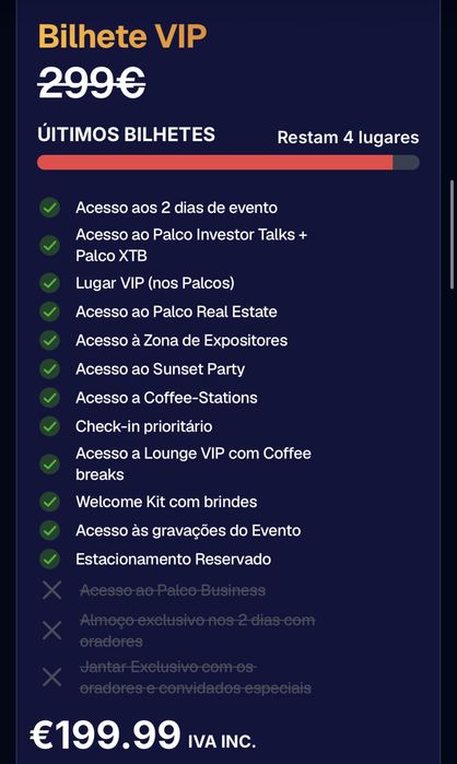 Investor talks bilhete vip