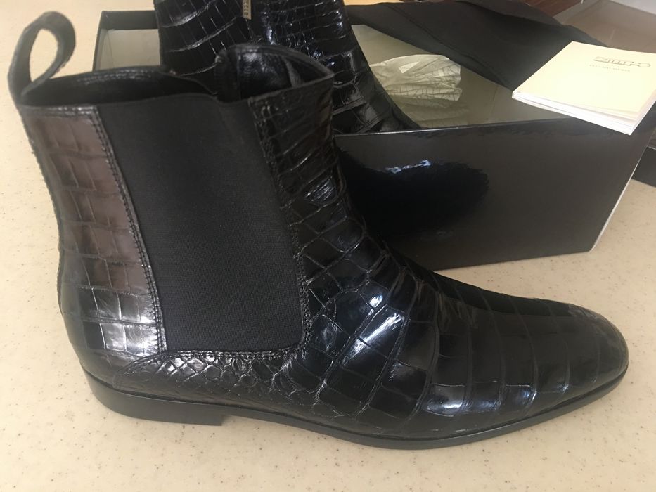 Фееричные фешенебельные сапоги челси ботинки крокодил аллигатор  Zilli