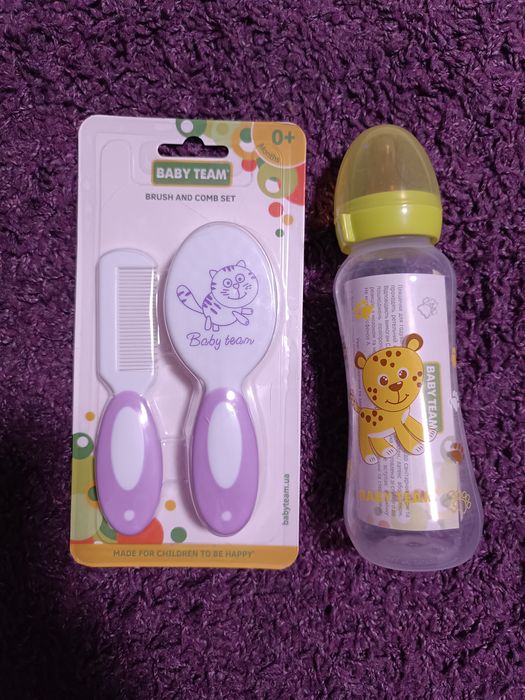 Набір для новонародженого, пляшечка, гребінець і щітка Baby team