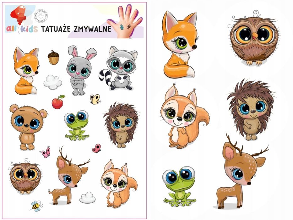 Tatuaże Zmywalne Dla Dzieci Zwierzątka Lasu
