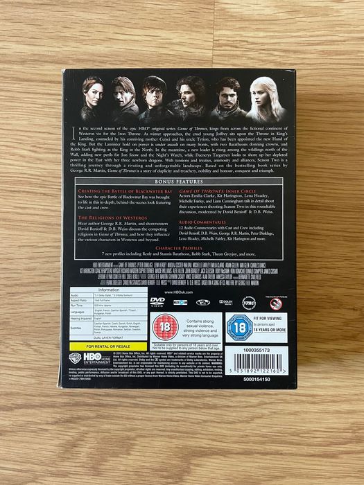 5 DVD’s da Série Game of Thrones Season 2 Completa