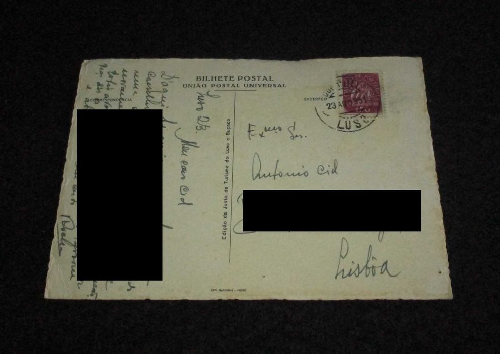 Postal Circulado Piscina Monumental Luso José Contente António Cid