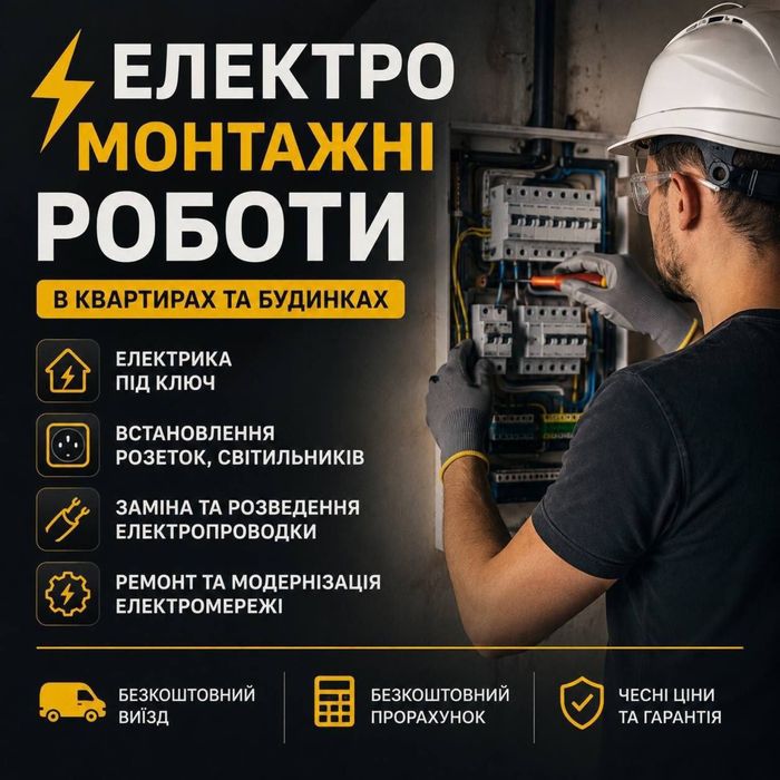 Електрик ,Електро монтажні роботи Івано-Франківськ  під ключ , Щити, автомати, аварійний виїзд