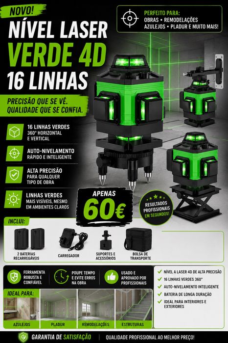 Nível Laser Verde 16 Linhas - Novo