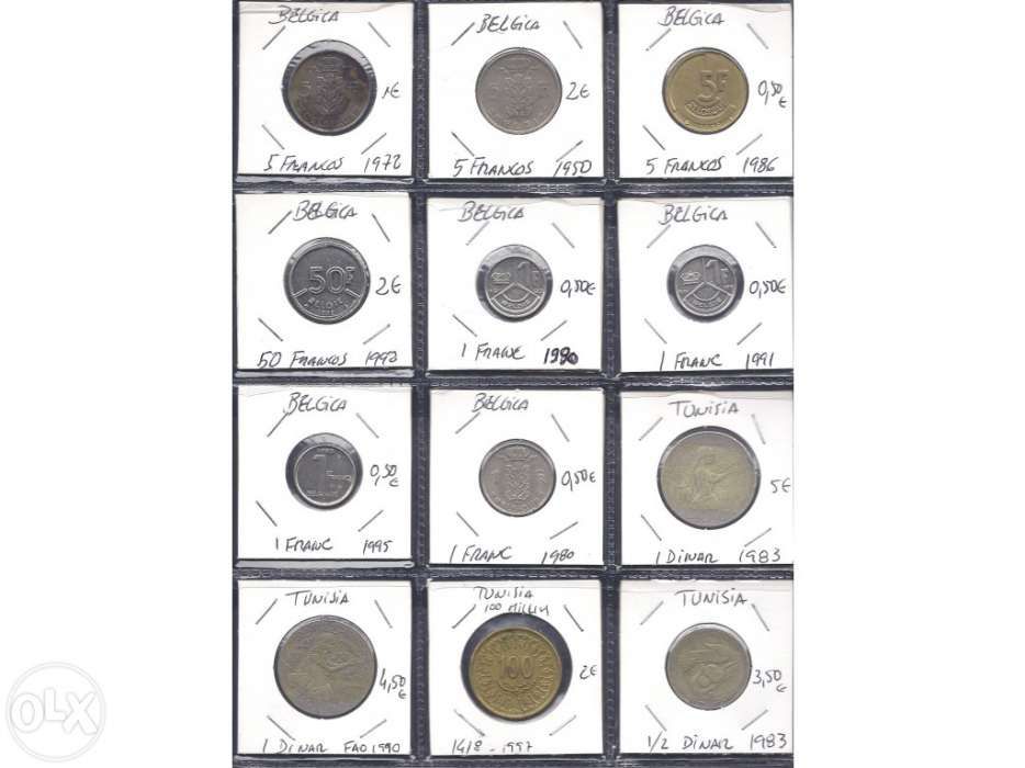 Moedas Espanha / França / Magyar / Bélgica / Tunísia / Turkia / Suíça