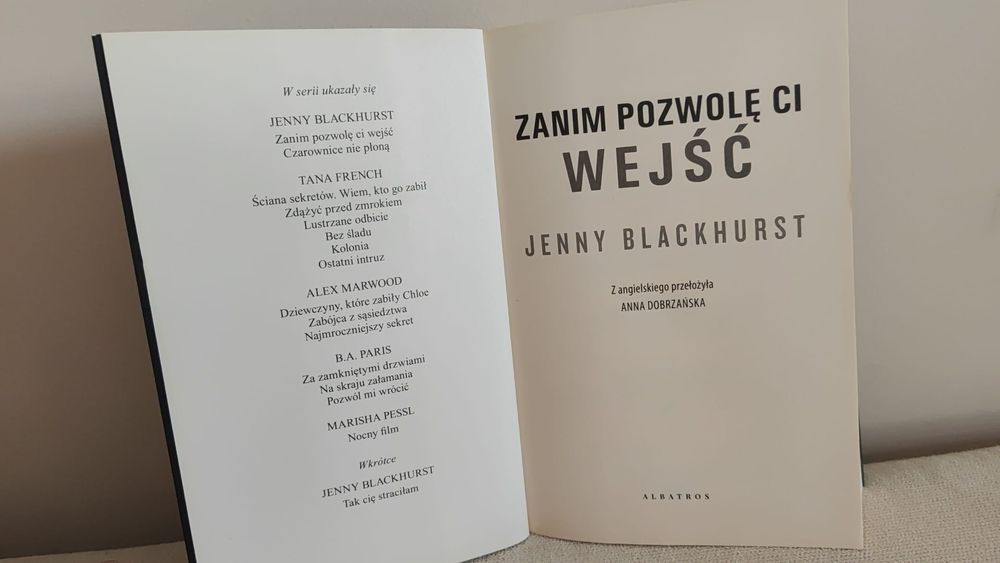 Zanim pozwolę ci wejść - Jenny Blackhurst Thriller Psychologiczny