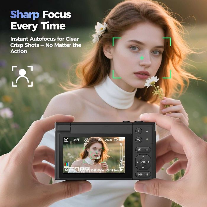 Aparat cyfrowy 4K vlogowania streeming 64MP 16x zoom ekran 180° + 32GB SD