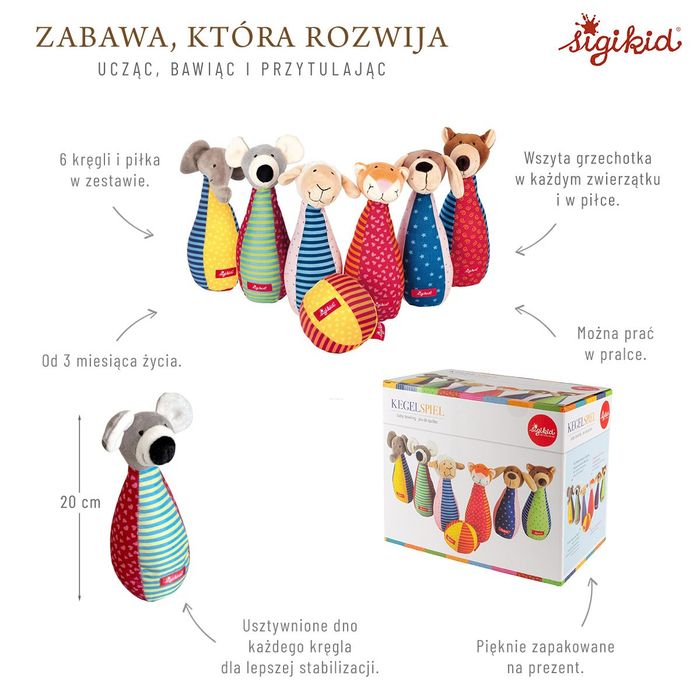 Zestaw miękkie kręgle dla dzieci zabawka rozwojowa patchwork gra si