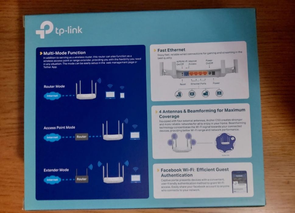 TP-Link Archer C50 AC1200 - router Wi-Fi
Dual Band jak nowy komplet