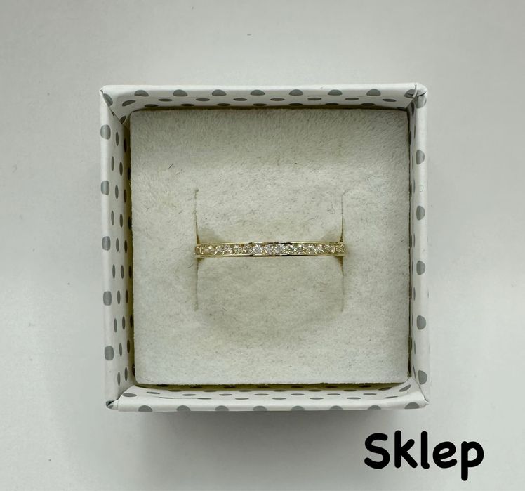 Złoty Pierścionek Obrączka z Cyrkoniami Pr.585 NOWY